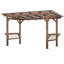 13' X 6.5' Wooden Pergola Grill Gazebo With Metal Roof & Bulbs & Bar Counters