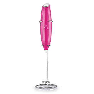 Zulay Kitchen High Powered Milk Frother Foam Maker with Stand Pink
