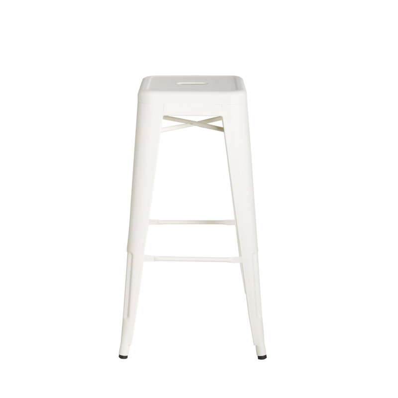 Counter Stool with Metal Frame, Frosted White