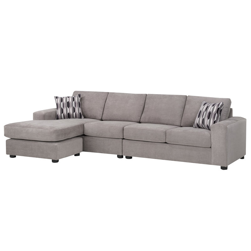 Birkley L-Shaped Upholstered Sectional, Taupe(LHF), Taupe Polyester, Left Hand Facing