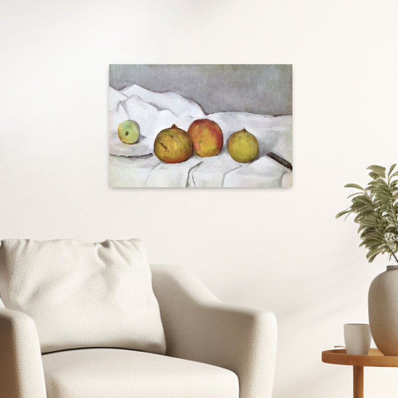Fruit sur tissu, vers 1890. Estampe d'art mural abstrait contemporain., H 16 po x l 24 po