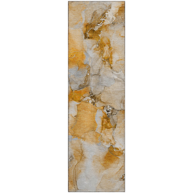 Premium Machine Washable Cerrito AMF526 Orange Rug, Runner 2'3" x 7'6"