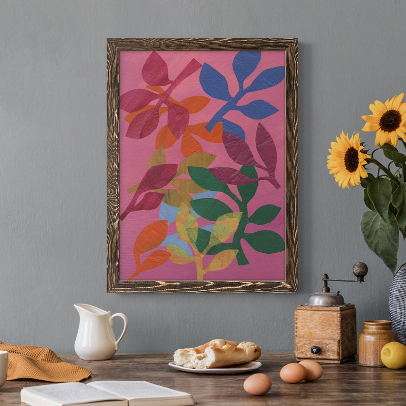 Toile encadrée de qualité supérieure Vivid Stems III - prête à être accrochée, H 32 po x l 23 po x P 1 po, Noyer