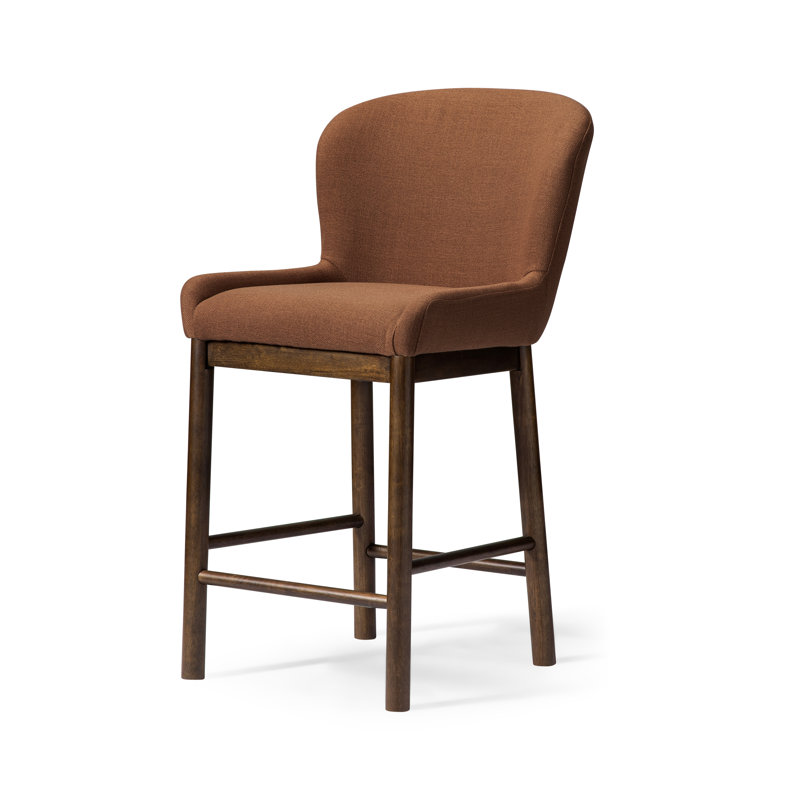 Maven Lane Gia Kitchen Stool with Canvas Fabric Upholstery, Aged Brown, Counter Stool (39.76" H Seat Height)