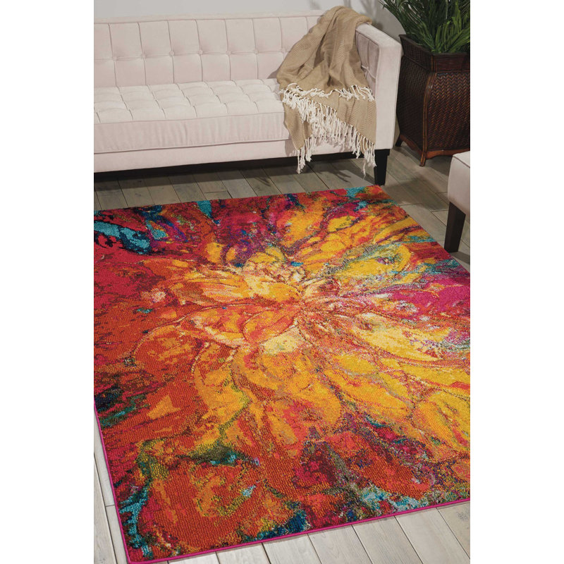 Tapis rouge moderne Enoch, Rectangle 3 pi 11 po x 5 pi 11 po