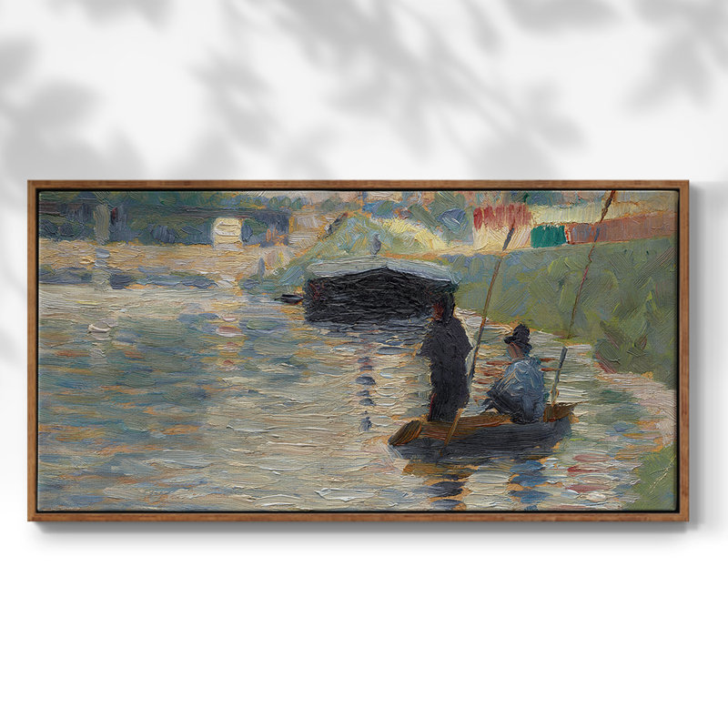 Vue de la seine - Toile tendue avec châssis, prête à accrocher, H 21 po x l 41 po, Noyer