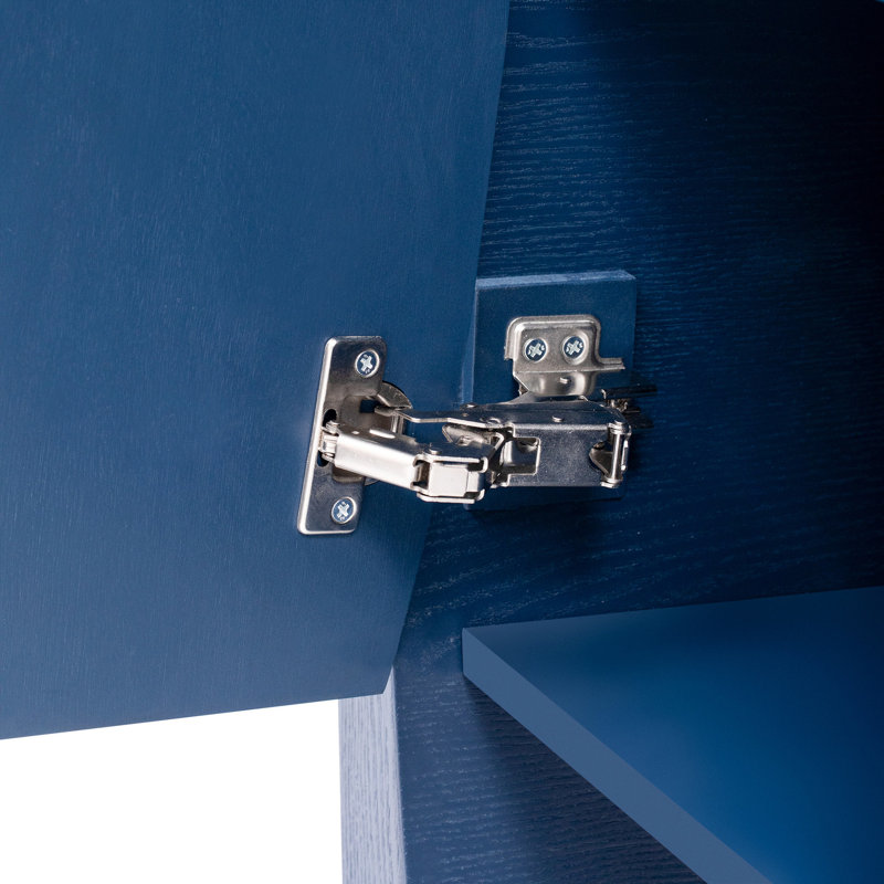 Armoire en placage de frêne bleu marine avec pieds et base courbés pour portes de rangement à usage résidentiel, Marine