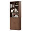 Bibliothèque de 71 po de hauteur avec armoire de rangement cachée, bibliothèque de bureau à domicile Mid-Century avec tablettes réglables-2069424029