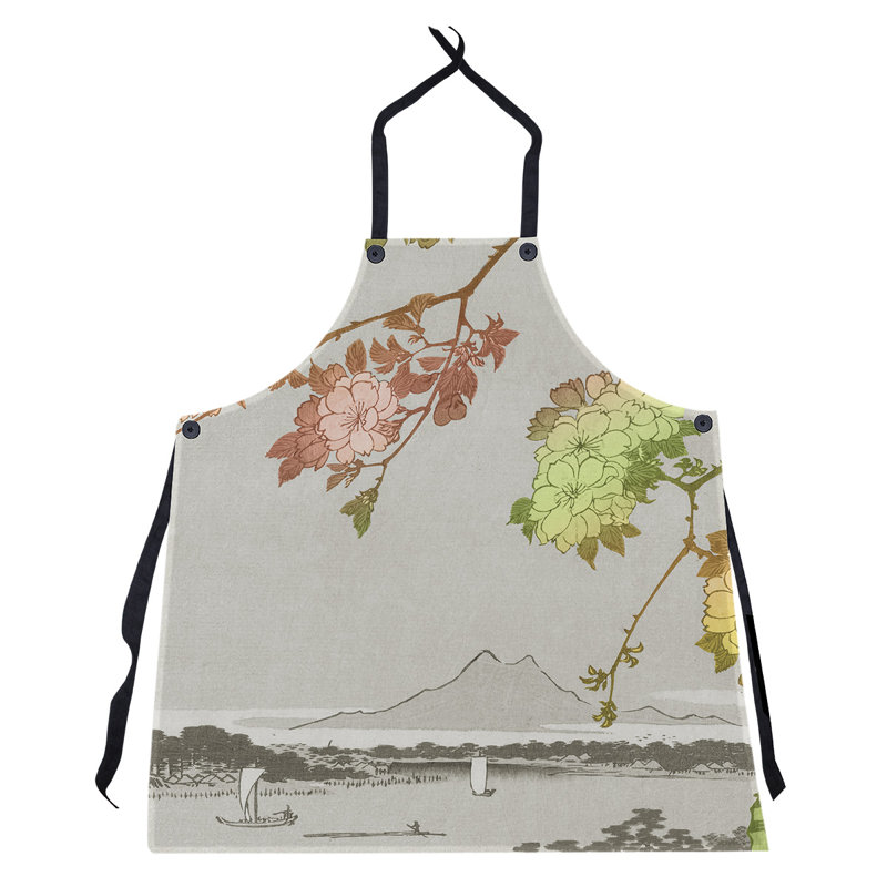 Tablier à fleurs utagawa hiroshiges sur le tablier river, Gris / rouge / vert