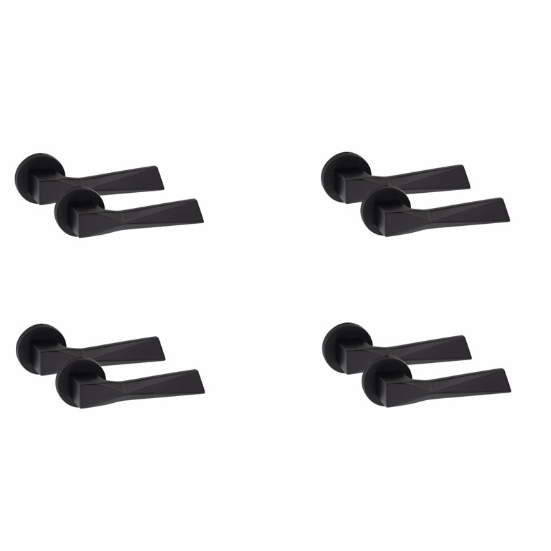 4 Pairs Modern Aura Design Premium Door Handles on Round Rose