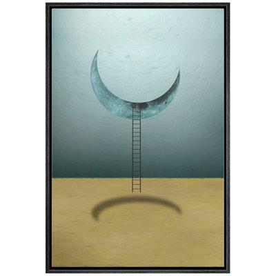 «Whimsical Desert» IDÉE4WALL, reproduction d'art sur toile encadrée, croissant de lune, pastel, paysage, fantaisie et science-fiction, illustrations abstraites, art moderne, paysage bohémien, salon, chambre à coucher, bureau