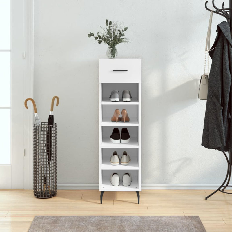 5 Pair Shoe Storage Cabinet, White