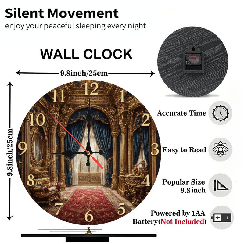Horloge à chiffres dans un intérieur royal orné