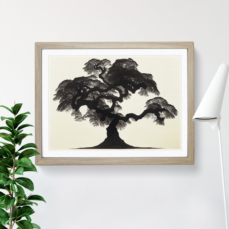 Ideal Tree - Single Picture Frame Painting, 46cm H x 64cm W x 2cm D, Oak