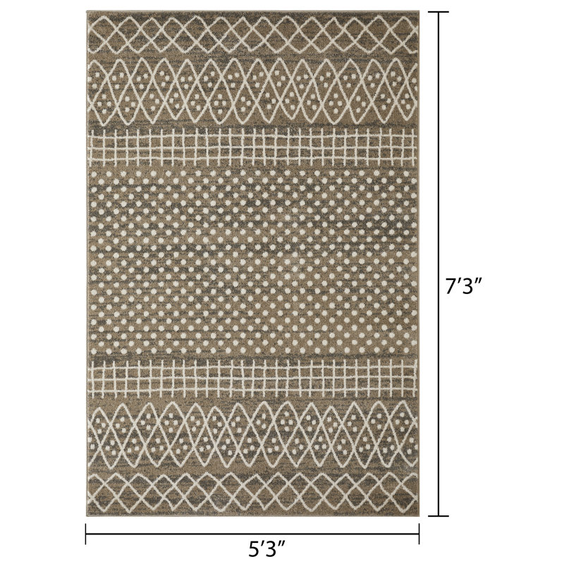 Aqiilah Performance Geometric Indoor Rug, Rectangle 5'3" x 7'3"