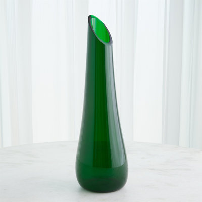 Tall Slant Handmade Glass Table Vase