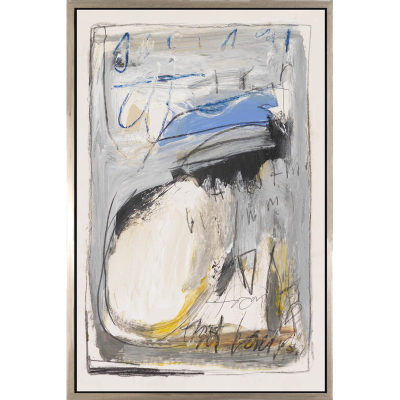 Zone grise - peinture sur toile avec cadre flottant, H 36 po x l 24 po