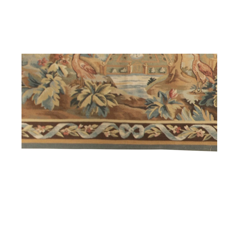 Tapis crème, bleu et brun noué à la main de haute qualité
