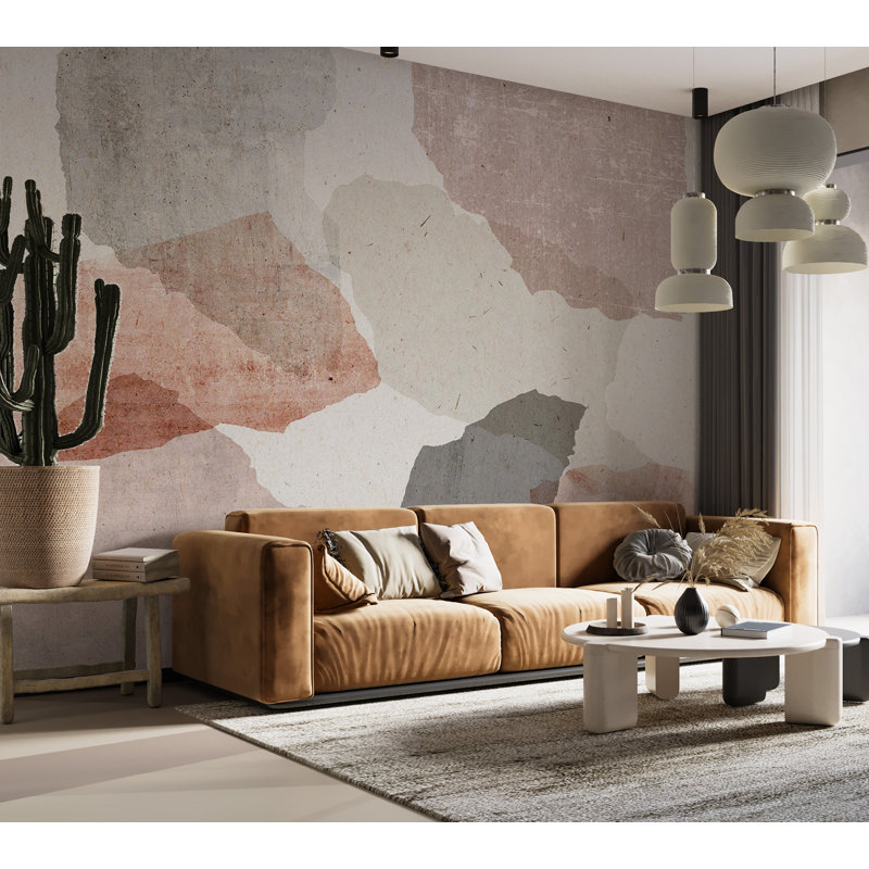 Murale abstraite pelez et collez - Terrazzo esthétique, L 110 po x l 154 po