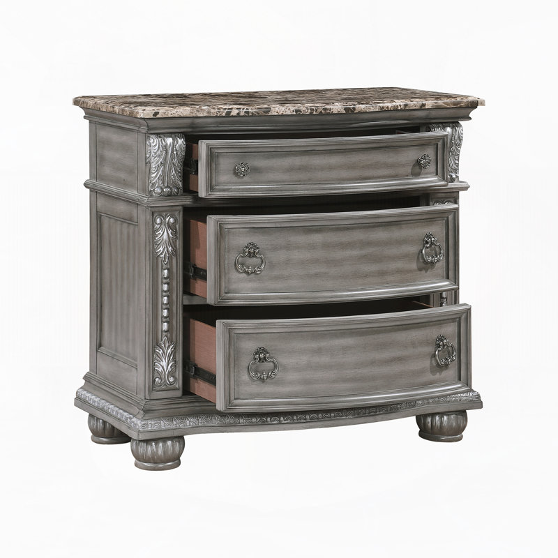 Ensemble de 2 tables de chevet en bois d'ingénierie gris traditionnel