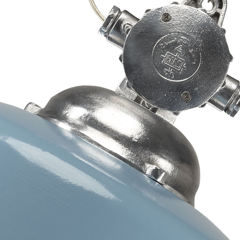 Detroit 1 - Light Aluminium Dome Pendant, Baby Blue