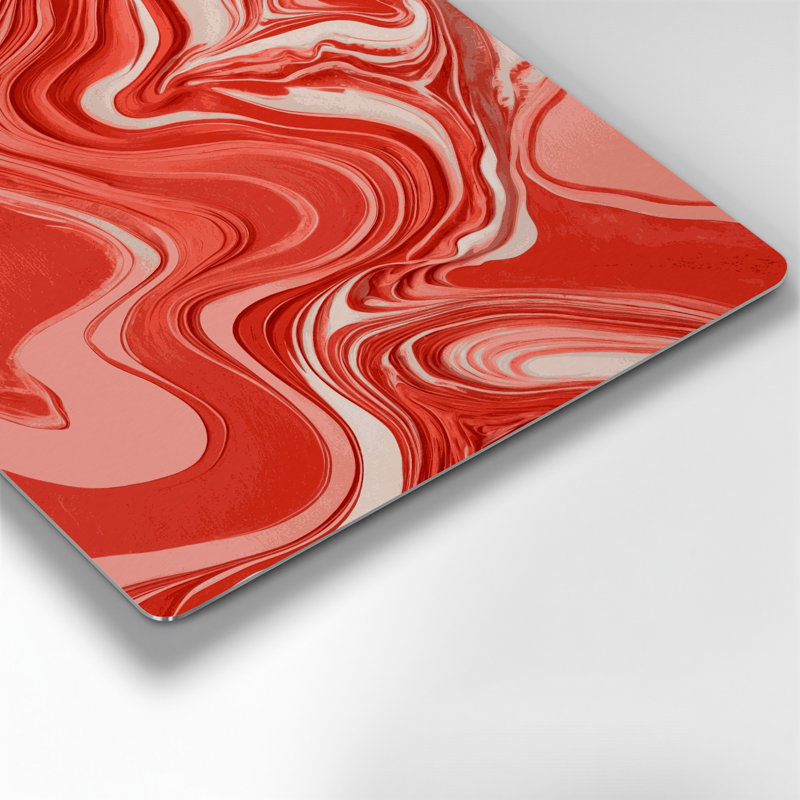 Abstrait fluide, art mural en métal rouge 64, H 32 po x l 32 po