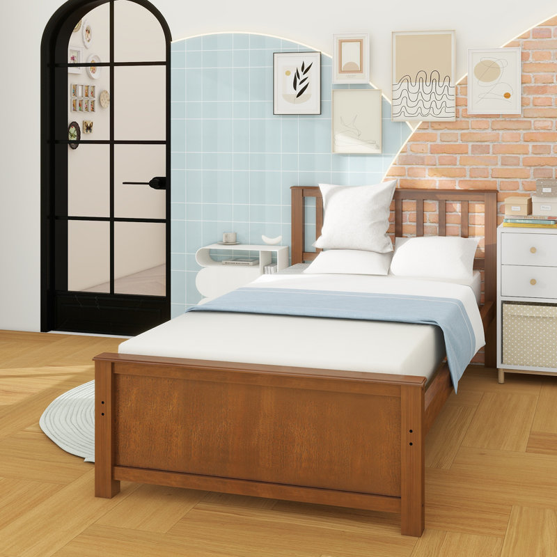 Rashodd Solid Wood Slat Bed, Walnut