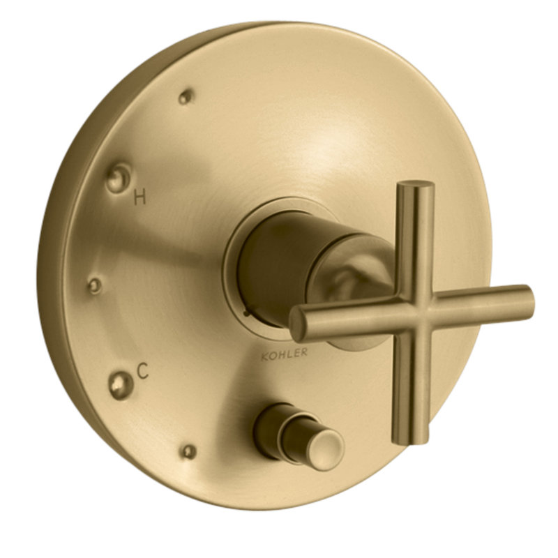 Purist Rite-Temp Pressure-Balancing Valve Trim with Cross Handles, Matte Black