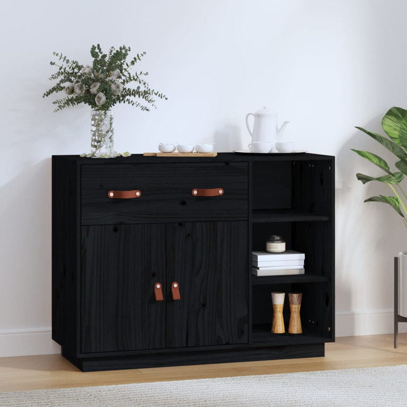 Toth 98.5cm Solid Wood Sideboard, Black