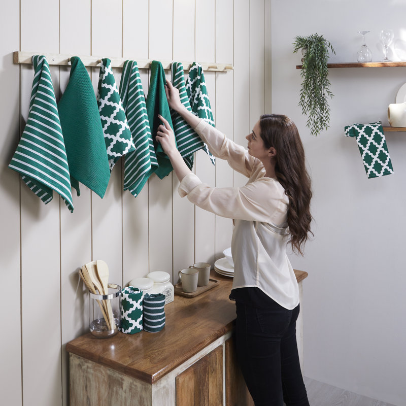 Stripe Jacquard Tea Towel Kitchen Towel, Green