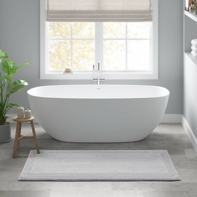 Luxury Reversible Bath Rug 100% Cotton Tufted 3000 GSM, Plush Cloud-like Texture, Machine Washable, Oeko-Tex Certified
