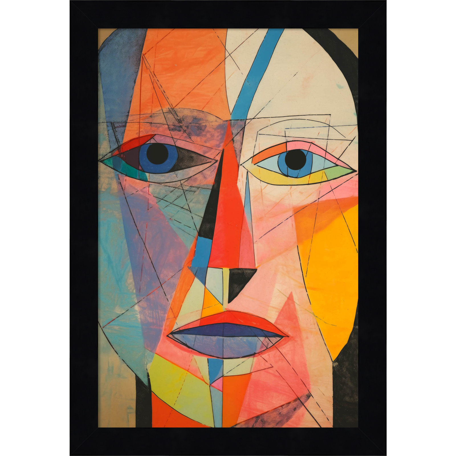 The Face Print by Treechild, 13" H x 9" W, Black