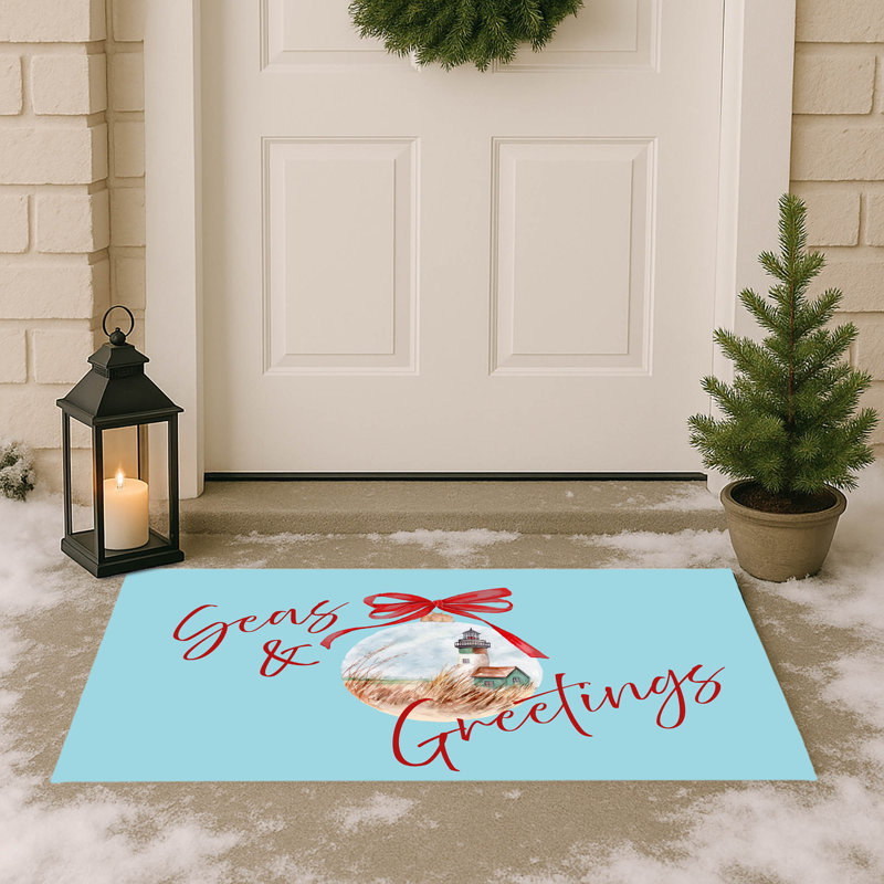 Tapis d'extérieur Seas & Greetings, Bleu, L 21 po x L 34 po