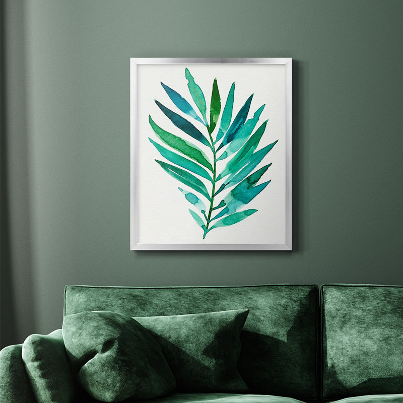 Toile encadrée de qualité supérieure Palm Frond Flow I - prête à être accrochée, Argent, H 20 po x l 16 po