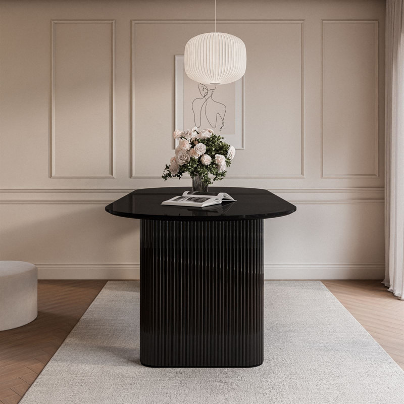 Dining Table, Black/ High gloss Black
