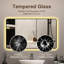 Miroir de salle de bain à cadre noir 48 x 32 - avec affichage de la température, modifications tricolores, désembuage, verre incassable, affichage de l'heure sécuritaire, fabrication