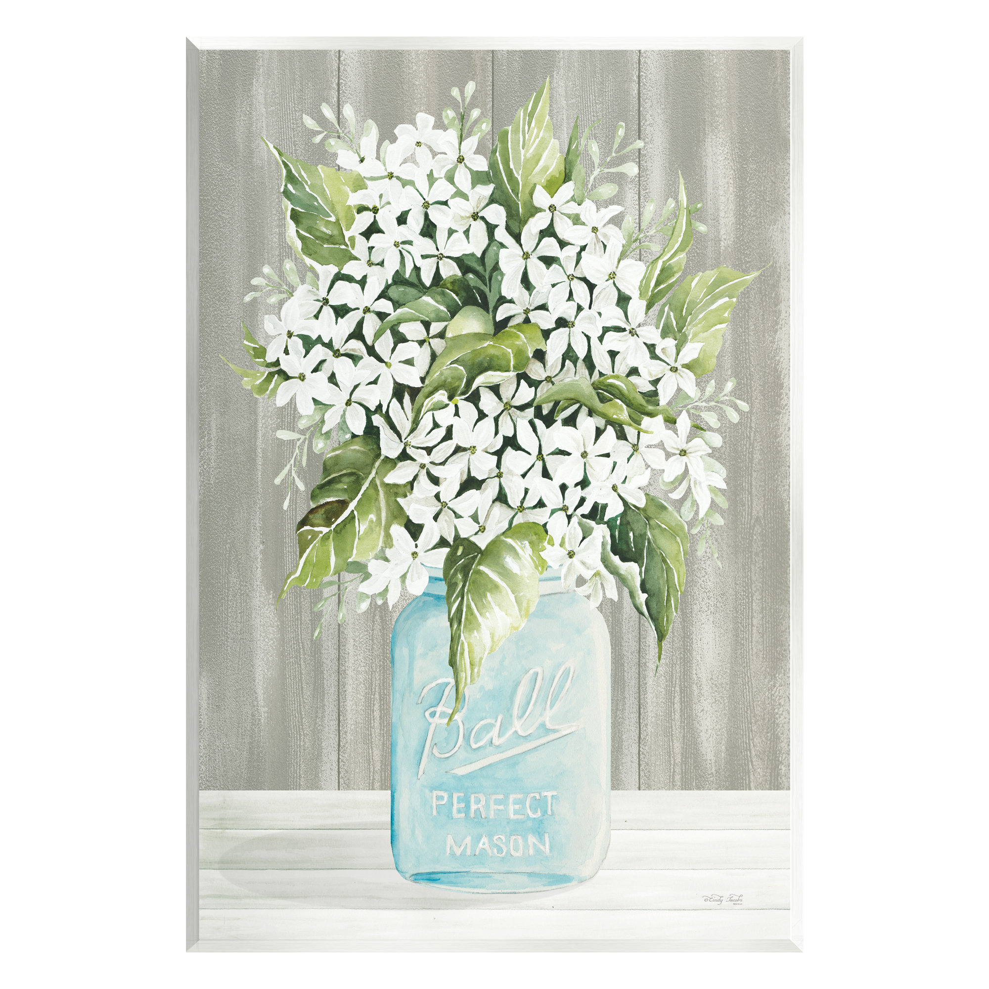 Stupell Industries Rustic Jar Bouquet Wall Plaque Art by Cindy Jacobs ...
