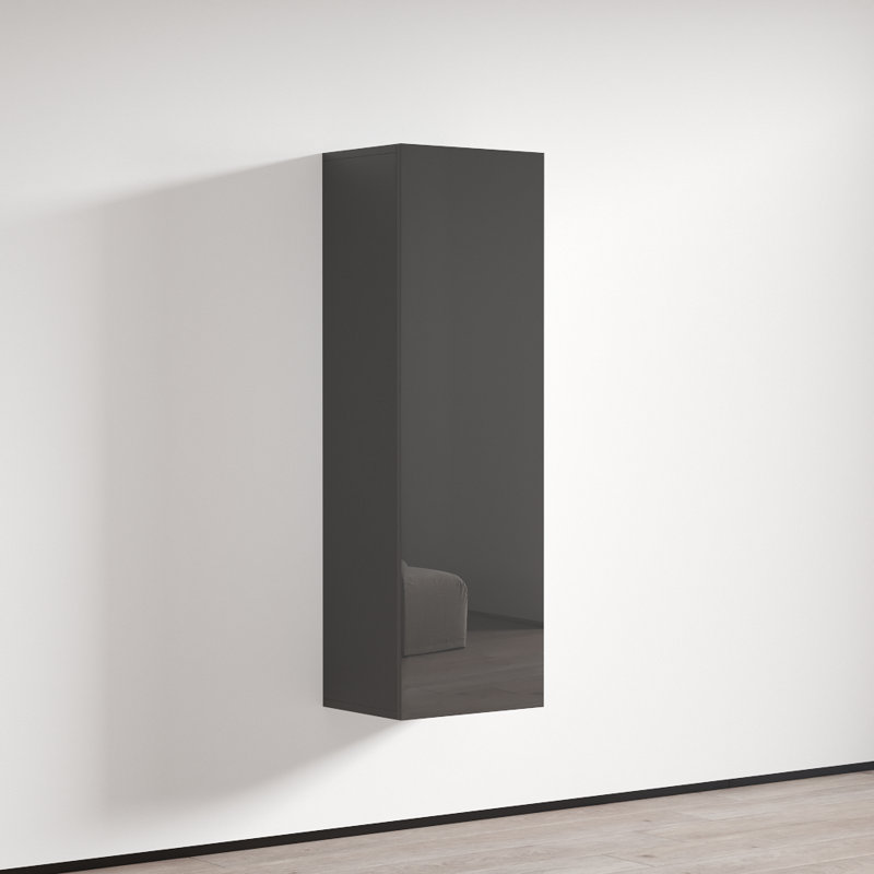 Bibliothèque flottante 15,75 "Balroop avec finition ultrabrillante, gris