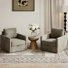 Fauteuil demi-tonneau pivotant capitonné en chenille avec rangement caché (ensemble de 2)