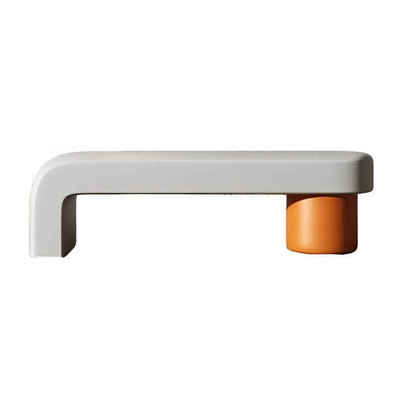 Banc rembourré en similicuir Light Luxury, Orange / gris clair, H 17,71 po x l 70,86 po x P 15,74 po