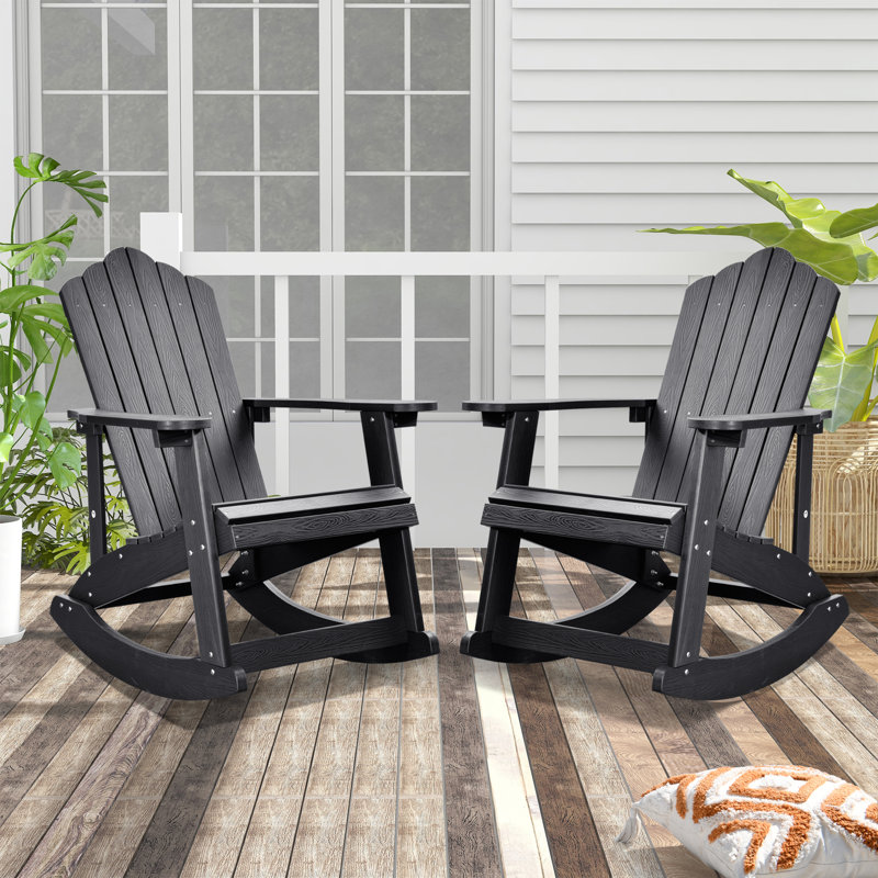 Chaise Adirondack berçante d'extérieur FCR2, Noir