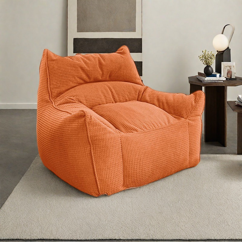 Retro Lazy Bean Bag Sofa, Orange Polyester