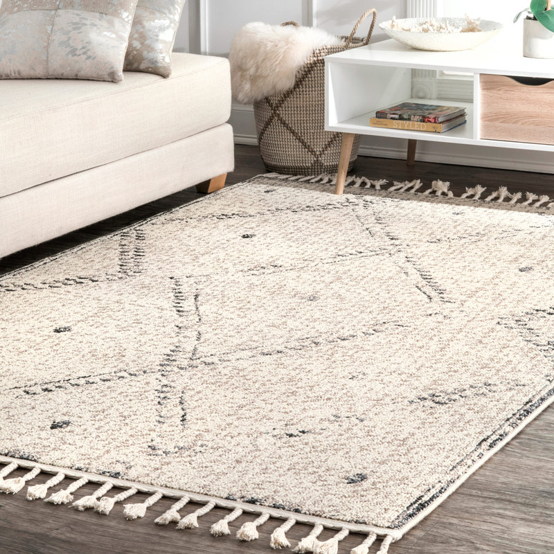 Tapis beige / noir Jordao, Rectangle 4 pi x 6 pi