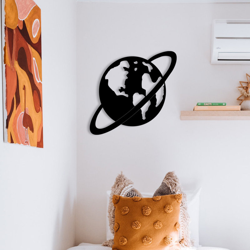 Accessoire mural élégant en métal, noir, 27,6 po x 26,4 po | Fabrication 100% métal, épaisseur: 0,05 pouce | Idéal pour la décoration intérieure, l'esthétique moderne, le design durable et élégant pour tout espace