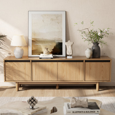 Annette Solid Fir Wood TV Stand with Spacious Four Door Storage and Stable Solid Wood Legs