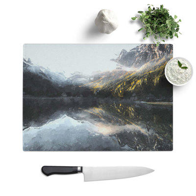 Tempered Glass Antholzer See Lake Reflection Chopping Board