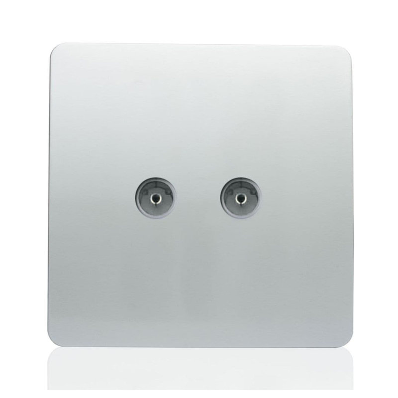 Trendi Switch 2 Gang Female Co-Axial Television Socket, Silver