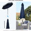 Parasol de terrasse bleu foncé de 2,74 m (9 pi), inclinable et à manivelle, à franges, avec pompons, idéal pour le jardin, la terrasse ou la piscine.