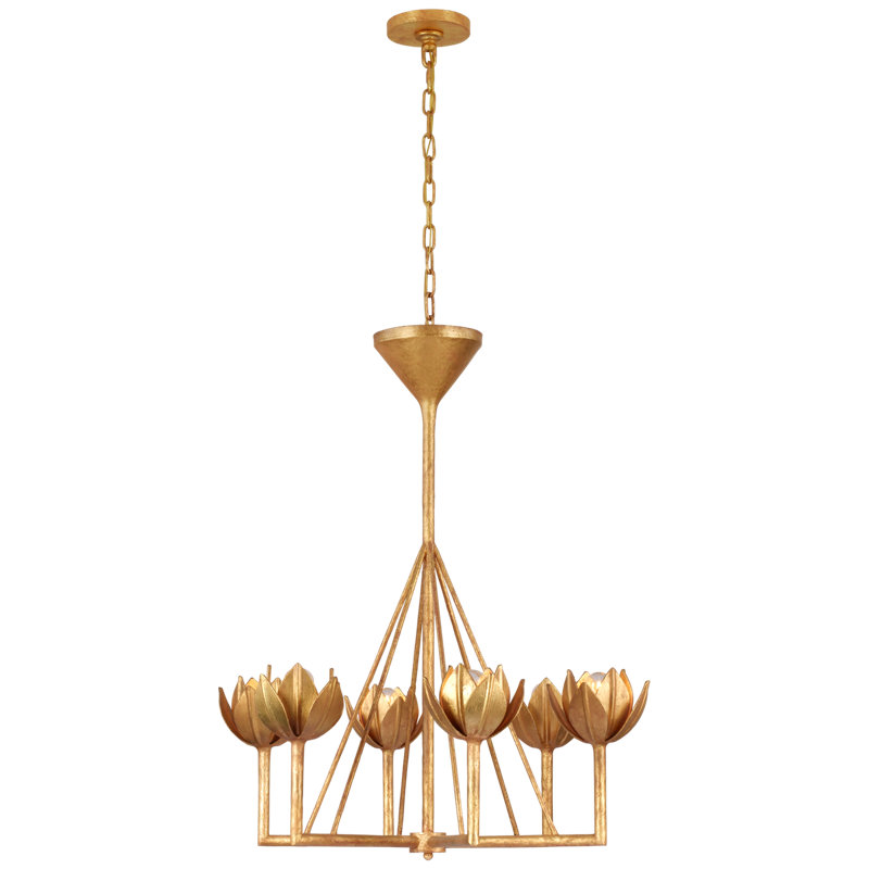 Julie Neill Alberto Small Single Tier Chandelier, Antique Gold Leaf