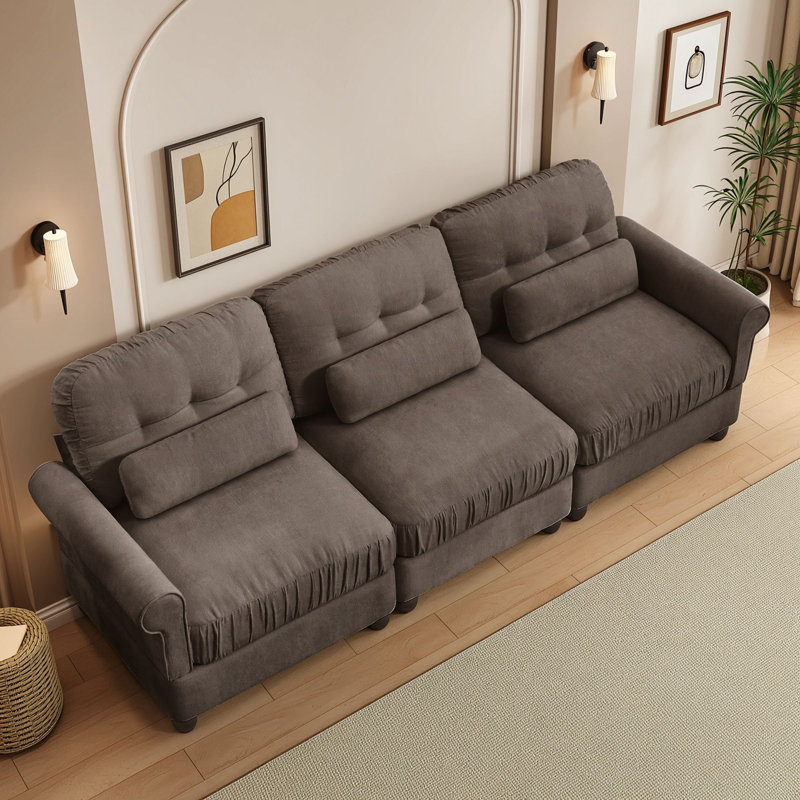 Upholstered 98 " Chenille Sofa, Brun